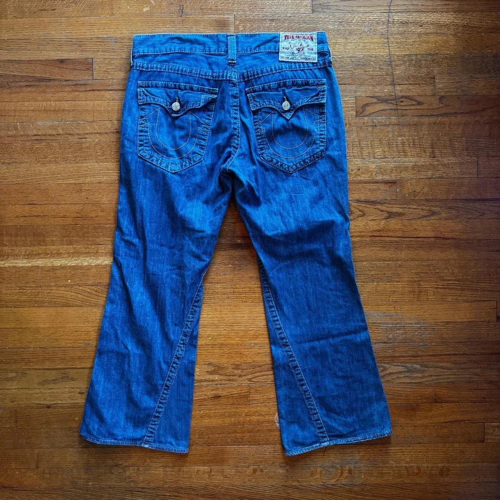 True Religion Joey Jeans Mens Size 36x33 Bootcut Denim Made in‎ USA Dark Wash